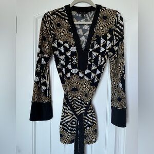 BCBGMaxAzria Geometric Long Sleeve Tunic